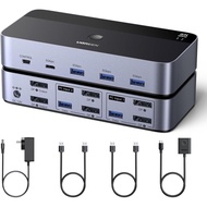 UGREEN 8K60Hz Displayport KVM Switch 2 Monitors 2 Computers, Aluminum with 4 USB 3.0 Ports for 2 Com