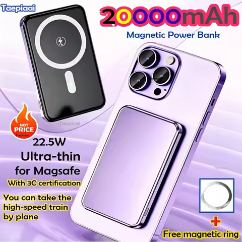 Taepiaai Magnetic Wireless Power Bank 20000mAh Ultra Thin Portable CCC Certified Super Fast Charging