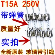 2pcs T15A T15E 15A 250V 5*20 Slow melt fuse glass belt lead fuse