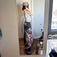 Quần Jeans Denim Dáng Rộng in Hình Mỹ Retro Washed Jaded London Quần Dài Ôm Dáng Thời Trang Cho Nữ M