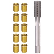 (PQMK) Spark Plug Thread Repair Tools M12x1.25 Thread Inserts + M14x1.25 Tap Metal Spark Plug Thread