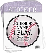 STKR-5024 Baseball - in Jesus Name I Play - 1 Corinthians 10:31-5.25 Inch Vinyl Decorative Sticker D