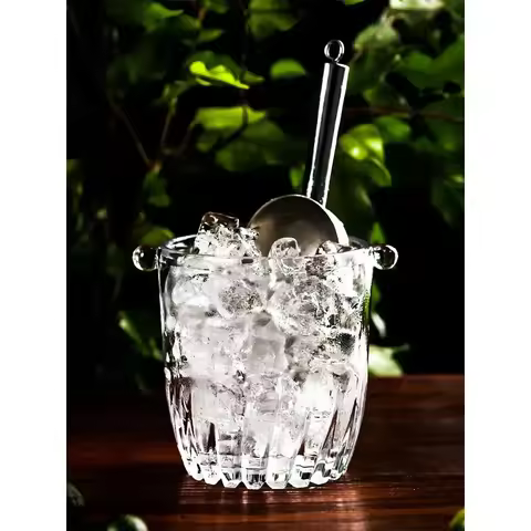 Japanese style glass ice bucket bartender champagne bucket Bar with ice clip