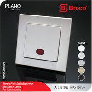 Broco Electrical Plano E16E Saklar 3 Pole Dengan Lampu