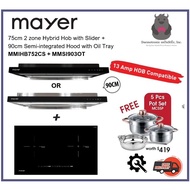 Mayer MMIHB752CS + MMSI903OT 75cm 2 Zone Hybrid Induction Hob + 90cm Semi Integrated Slimline Hood |