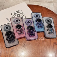 Hot Sales Phone Case Honor X9b X9a X7b X8b X9 X8 X6 Honor 90 Lite Honor 70 5G 4G Casing Lens Protective Glitter Card Transparent Cover with Cute Bracket Protection Soft Case