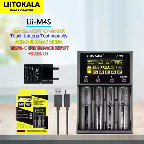 LiitoKala Lii-M4S M4 18650 LCD Multifunctional Battery Charger For 3.7V 1.2V 26650 21700 14500 18350