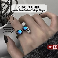 Aesthetic Adjustable Premium Look Galaxy Stone Fashion Ring Elegantbiru Ring Galaxy Double Stonebiru