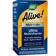 Alive! Men’s 50+ Daily Ultra Multivitamin, High Potency Formula, Supports Healthy Brain, Eyes & Hear