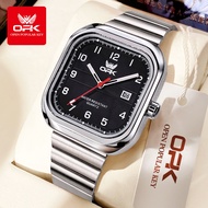 OPK Jam Tangan Lelaki Original Waterproof Quartz Stainless Steel Business Casual Square Watch Men 60
