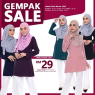Jeehan Plain Blouse With Button 3950 (S-7XL) Plussizes Blouse [AYANNA-B]