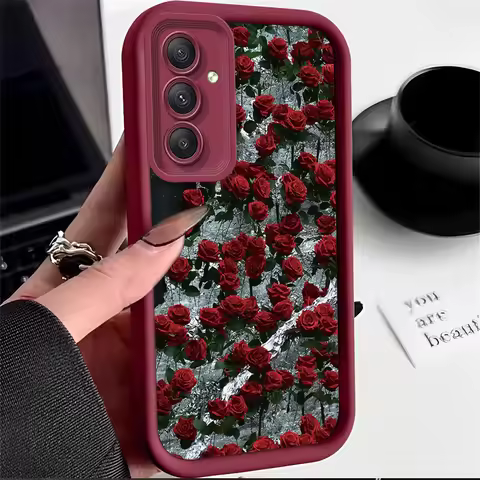 A 54 A 55 A 34 Rose Flower Silicone Phone Case For Samsung Galaxy A54 A55 A13 A14 A15 A23 A24 A25 A3