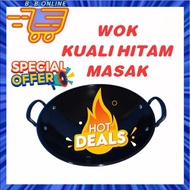 🔥Kuali Hitam🔥Original Ridged Iron Wok Enamel / Wok Kuali Hitam Masak / Double Handle Enamel Wok | St