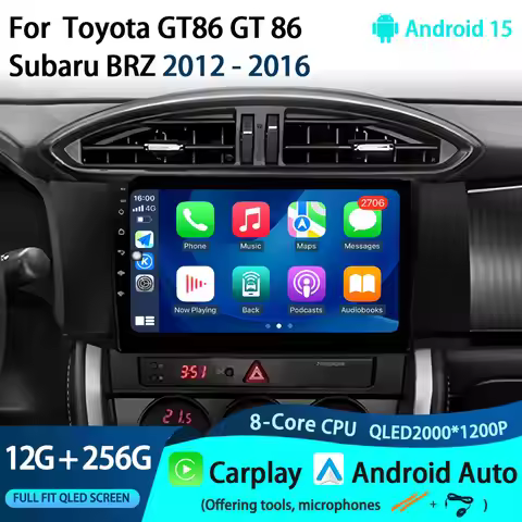 Android 15 For Toyota GT86 GT 86 Subaru BRZ 2012 - 2016 Car Radio Mutimedia Carplay DSP 4G Wifi GPS 