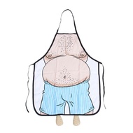 Novelty Cooking Kitchen Apron Wacky Belly Man Printed Apron Cooking Grilling BBQ Uncle Belly 3D Crea