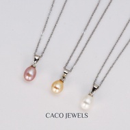 CACO Freshwater Rice Pearl Pendant Necklace 925 Silver Purple Pink White "Pluie" (1 Piece)