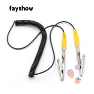 FAYSHOWSG Anti-Static ESD Grounding Cable, 2mm 180cm / 71" Coiled Cord, PU,Metal Male-to-Female Poly