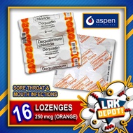 Lozenge 250 Dequadin mcg Orange Flavor 16s (16 lozenges in foil) para sa Sore Throat COD quality goo