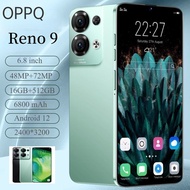 OPPQ Reno9 สมาร์ทโฟน RAM 16GB+ROM 512GB 6.8 โทรศัพท์นักเรียนอังกฤษ โทรศัพท์ส่งเสริมการขาย กล้อง HD โทรศัพท์ Android สมาร์ทโฟน 6800mAh อายุการใช้งานแบตเตอรี่ยาวนานโทรศัพท์ โปรโมชั่นราคาถูก ยี่ห้อใหม่ ราคาถูก โทรศัพท์ราคาถูก