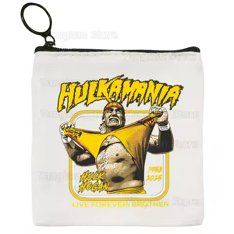 Hulk Hogan HULKAMANIA Small Square Bag Coin Purse Storage Small Card Key Coin Clutch Zipper Key Bag
