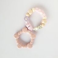 客製化 27公分 AURA 兔子 雛菊 粉色小烏龜固齒器