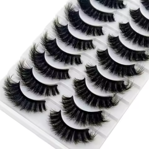 HBZGTLAD 10 pairs Eyelashes 3D Natural False Lashes Fluffy Soft Cross Fake Lashes Wispy Natural Long
