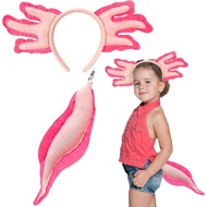 Axolotl Headband and Tail, Axolotl Costume Accessories Set Axolotl Gifts for Women Christmas Birthda