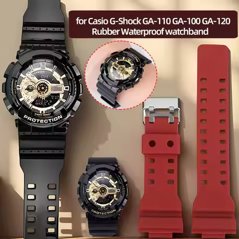 16mm Silicone Watchband for Casio G-Shock GA-110 GA-100 GA-120 ga700 400 series Solid color Rubber W