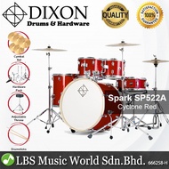 Dixon Spark SP522ACRD Drum Set Complete Standard 5 Piece Drum Kit Bundle Cyclone Red