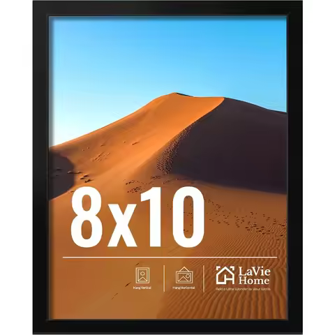 Home 8x10 Picture Frame for Wall Display, 8x10 Black Picture Frame with HD Plexiglas, 8 x 10 Poster 