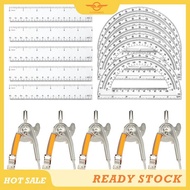 [CloudsMiles] 20 Pieces Geometry Math Set Compass for Geometry Math Compass and Protractor Set for S