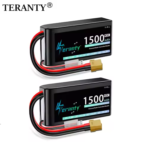 1/2pcs TERANTY 2S Lipo Battery 45C 1500mAh 7.4V Short With T XT30 XT60 Plug for RC Car Drone Aircraf