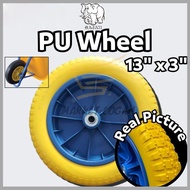 Gaja Heavy Duty Tayar Kereta Sorong Rim Kereta Tolak Plastic Pneumatic PU Wheel / Wheelbarrow Wheel