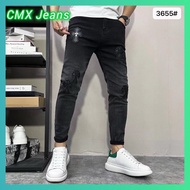 3655 High Quality Men Black Slim Skinny Stretch Chrome Hearts Denim Jeans Jeans Men