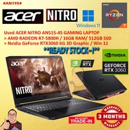 #AN195 USED ACER NITRO 5 AN515-45 AMD RYZEN 7-5800H 16GB 512GB SSD NVIDIA RTX3060 RTX 3060 Gaming La