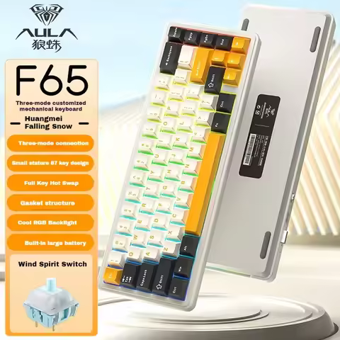 AULA F65 Mechanical Keyboard Wireless Tri Mode GASKET Structure Full Key Hot Plug RGB 67Keys PBT Cus