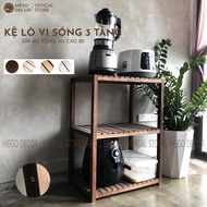 3-tier microwave shelf, high-quality oak kitchen shelf, self-assembled home decor