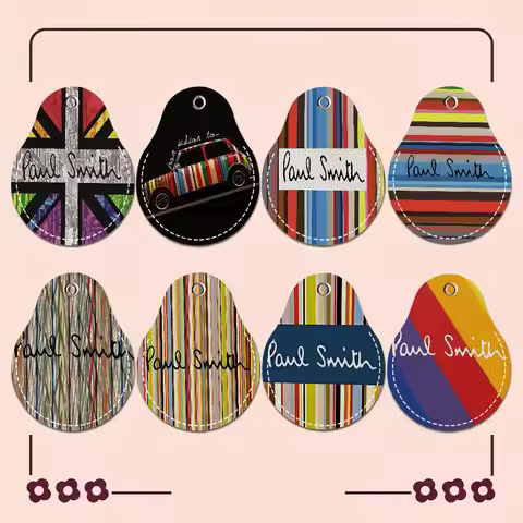 Fashion P-Paul S-Smith 1pcs Leather Card Holder With Key Ring Water Drop Shaped Key Case Keychain Do