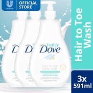 ❁Baby Dove Hair to Toe Baby Bath Sensitive Moisturizing Baby Soap 591ml Bundle x3✸