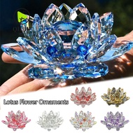 QIUJUU Crystal Lotus Flower Figurine, Paperweight Table Ornaments 60-140mm Lotus Flower Ornament, Lo