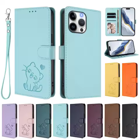 Cute Cat Leather Case For VIVO Y100 Y100A Y100i Y200 Y200E Y300 Y400 Y500 Pro 5G Y300T i T RFID Bloc