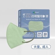 成人3D醫療口罩 耳繩款M號–翡翠綠