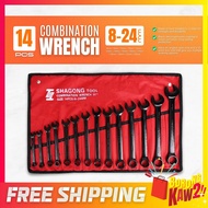 8PCS/14PCS Combination Wrench Spanner Set Tools 8-24mm Black Chrome Vanadium CRV Heavy Duty 6-point 