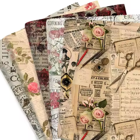 50*145cm Newspaper Fabric By The Meter Vintage British Style Print Coarse Cotton Polyester Fabrics F