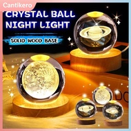 [Ready] 3D Crystal Ball Night Light Kids Moon Lamp Universe Earth Globe Cool Gift Warm Bedside Lamp