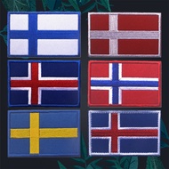 【Customized 】QNNordic countries Iceland Denmark Norway Finland Sweden country flag 3D Embroidery Vel