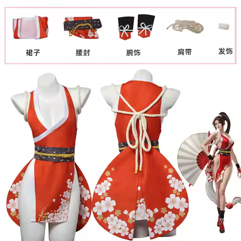 Anime Game Mortaol Kombetting Cosplay Costume Mai Shiranui skrit headwear cosplay outfit for women i