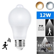 PIR Motion Sensor LED Light Bulb 12W E27 Smart Bulb Motion Activated ON/OFF Home Lights Lamp for Hom