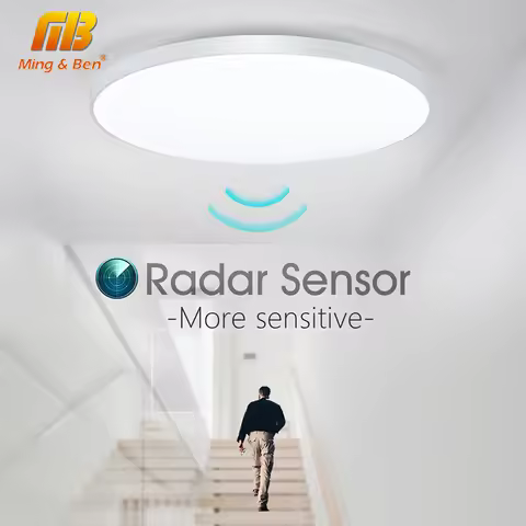 MARPOU Radar Sensor Ceiling Light Photosensitive Motion Sensor Automatic Sensing 30 Seconds Delay 15