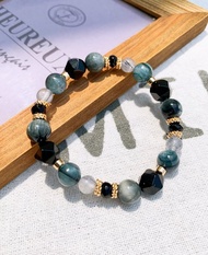 鷹眼石/藍晶石/藍髮晶/黑瑪瑙/灰月光貔貅 手作能量水晶手鍊